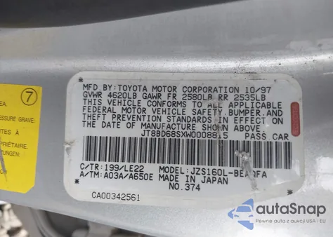 1998 Lexus Gs 300 from USA, damaged, VIN JT8BD68SXW0008815